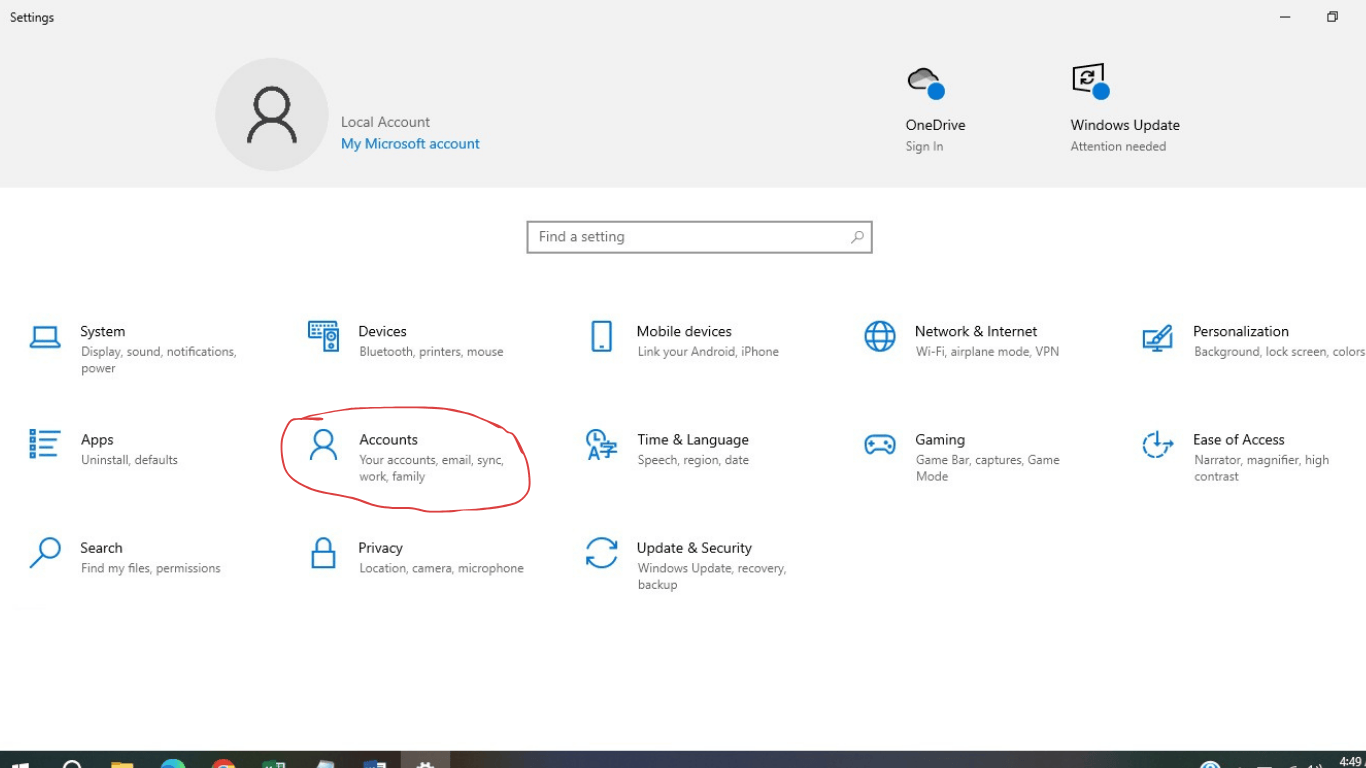 How to setup password in Laptop
