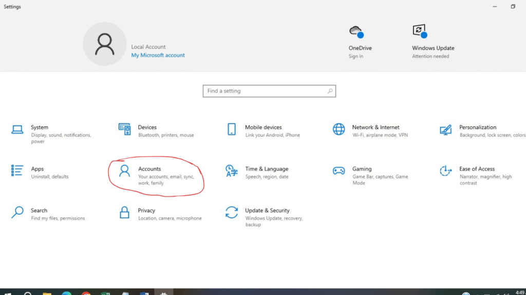 setup password in Laptop